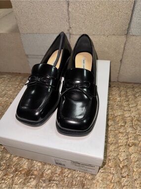 Sandy Liang Black Leather Loafer Pumps - Women's Classic Loafers